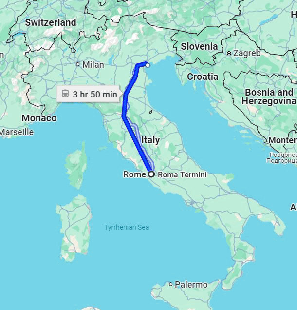 فاصله-رم-تا-ونیز