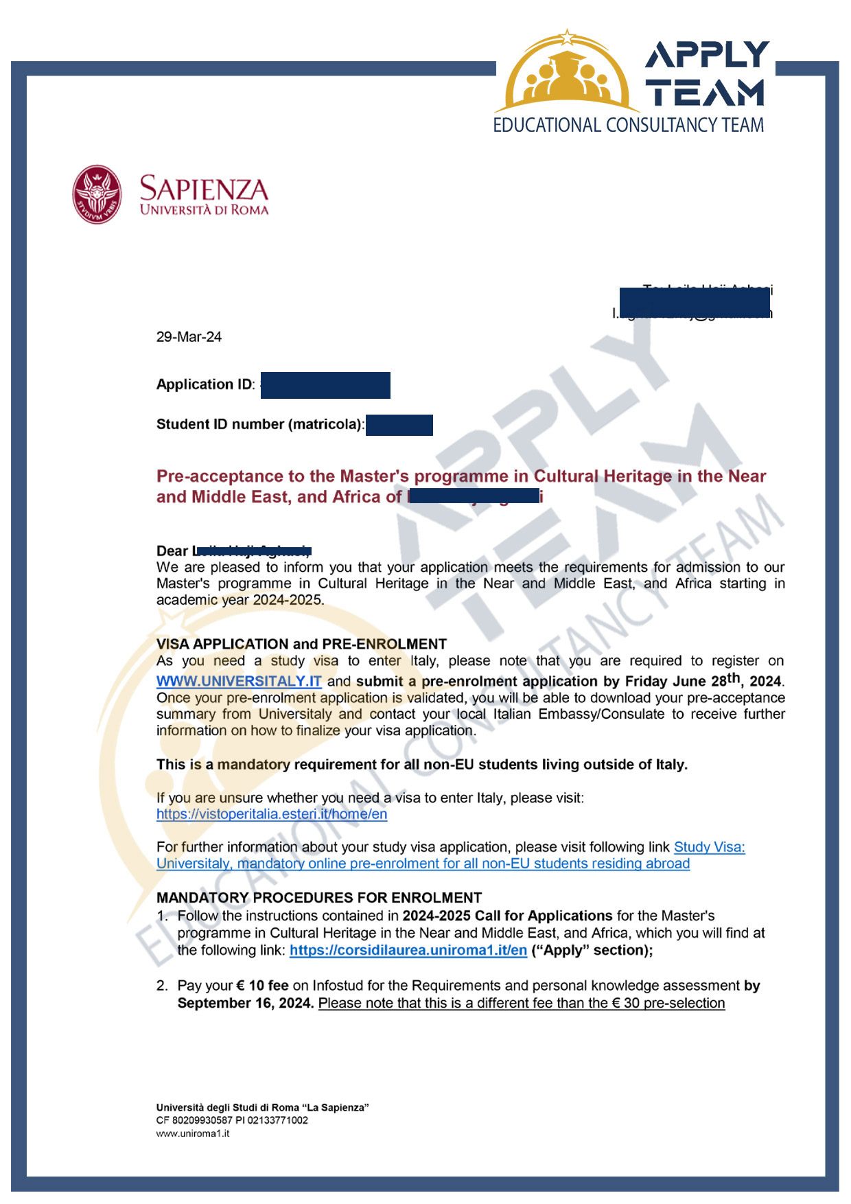 برگه پذیرش موسسه اپلای تیم-1