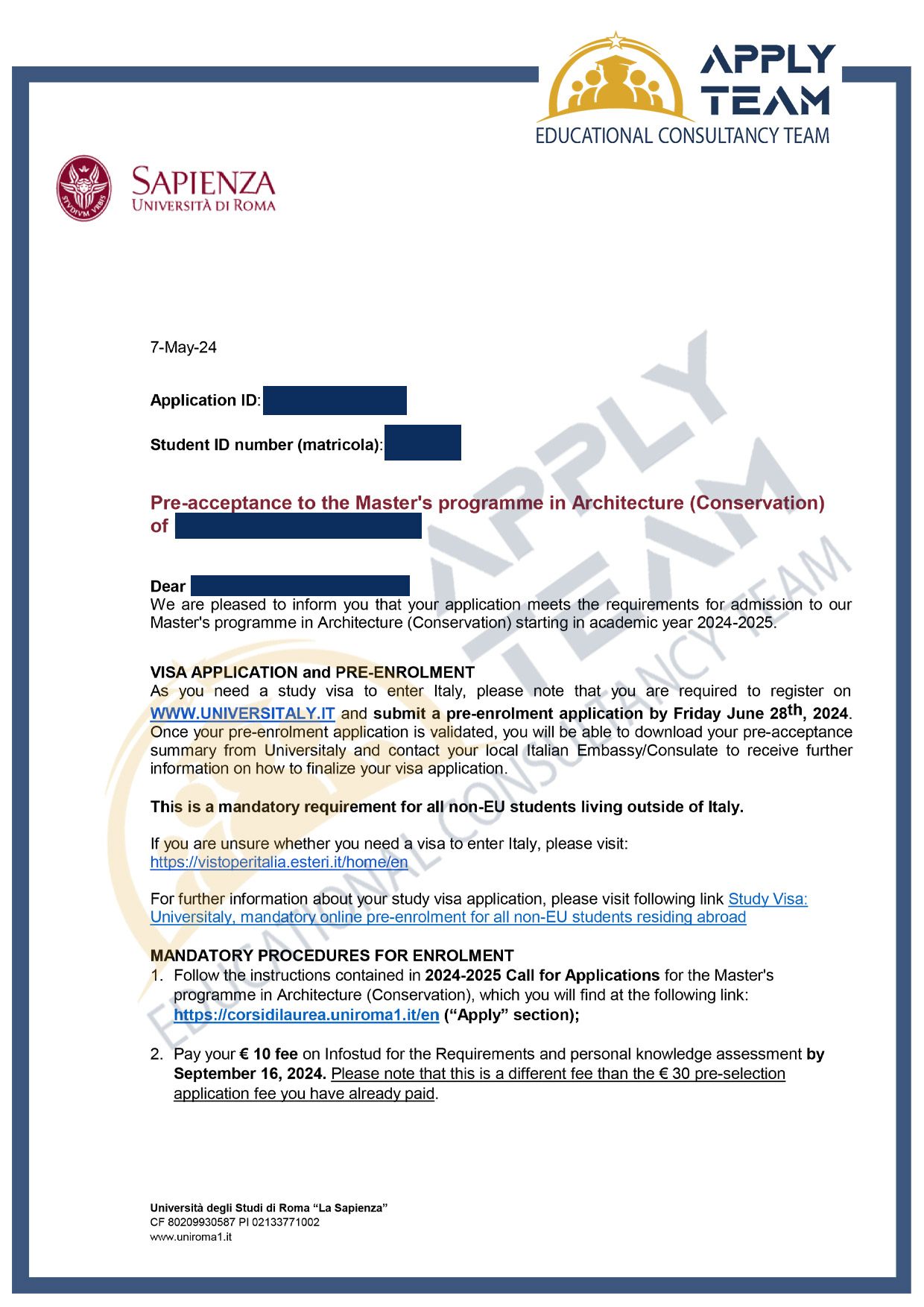 برگه پذیرش موسسه اپلای تیم-4